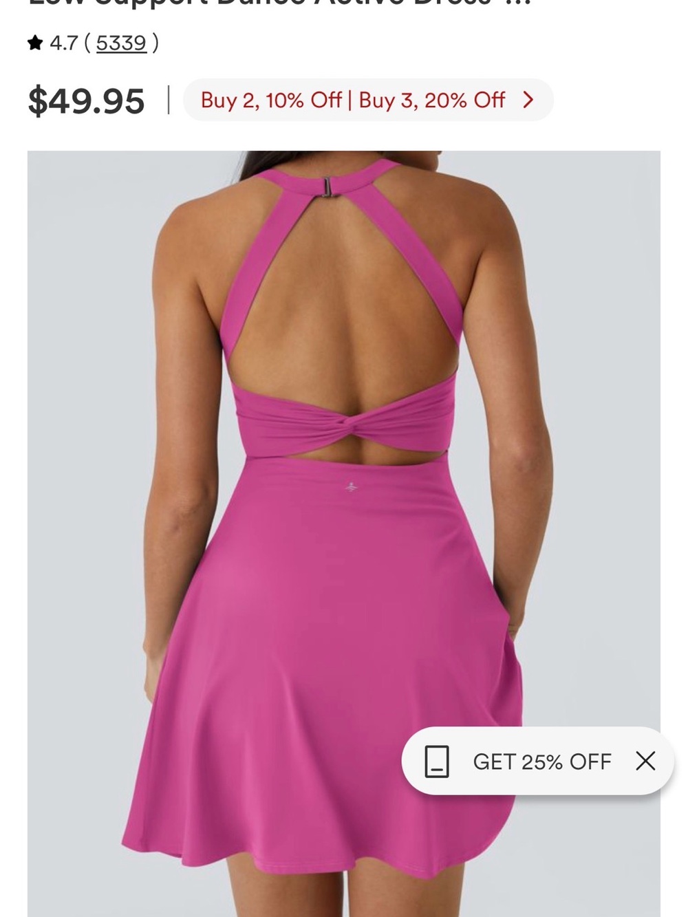 HALARA Fuchsia Racerback Mini Dress - Picture 3 of 3